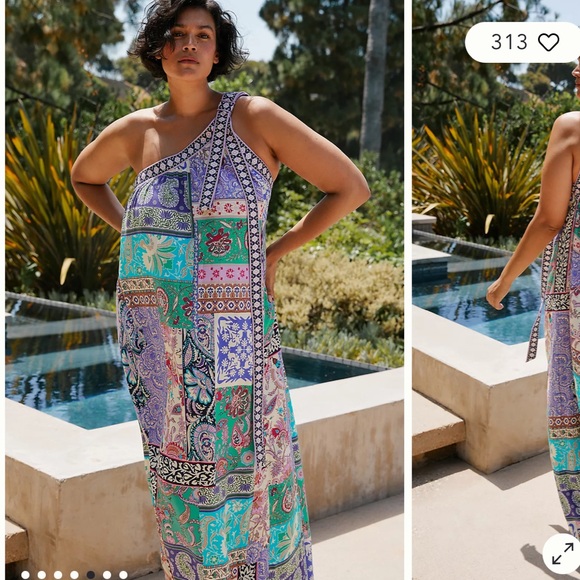 By Anthropologie Paisley Floral Pattern One-Shoulder Bow Maxi Dress size 2X - Picture 1 of 16